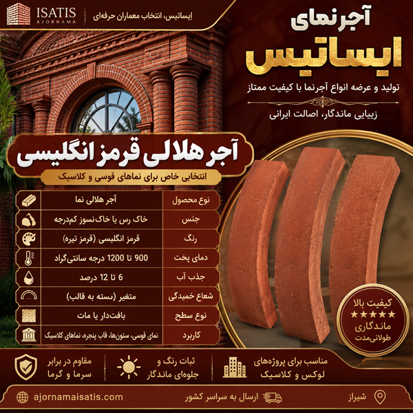 بنر آجر هلالی قرمز اینگلیسی- آجرنما شیراز